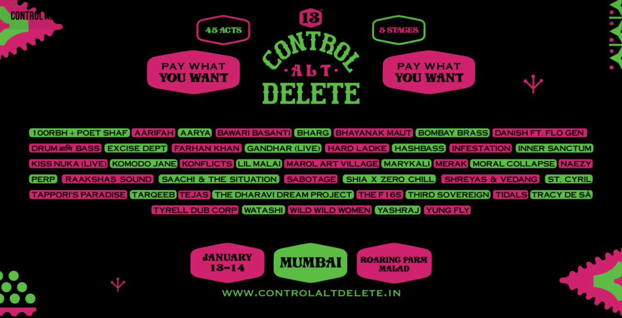 Control ALT Delete is back!  Join India's biggest crowdfunded non profit music festival